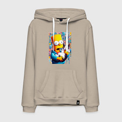 Мужская толстовка-худи Bart Simpson with a kitten - ai art