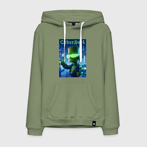 Мужская толстовка-худи Cyber Bart - neon glow ai art / Авокадо – фото 1