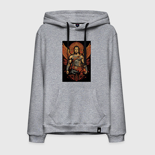 Мужская толстовка-худи Боец и крылья / Меланж – фото 1