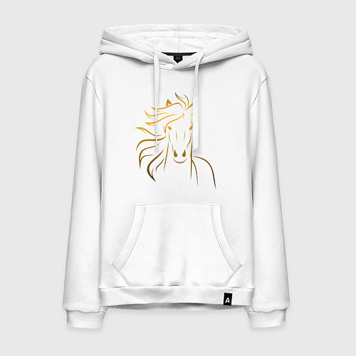 Мужская толстовка-худи Золотой силуэт лошади / Белый – фото 1