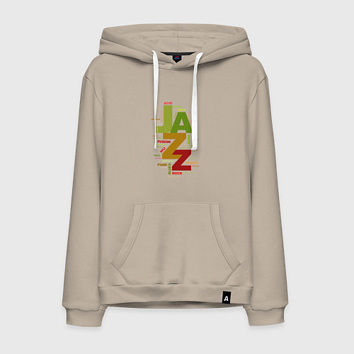 Мужская толстовка-худи Джазовые стили в цвете / Миндальный – фото 1