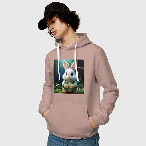 Мужская толстовка-худи Зайчик в одежде / Пыльно-розовый – фото 3