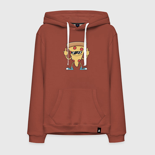 Мужская толстовка-худи Pizza fuck / Кирпичный – фото 1