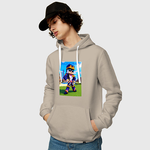 Мужская толстовка-худи Jotaro Kujo and Minecraft - collaboration / Миндальный – фото 3