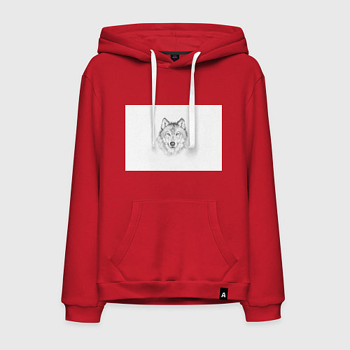 Мужская толстовка-худи Нарисованный волк зубами щёлк / Красный – фото 1