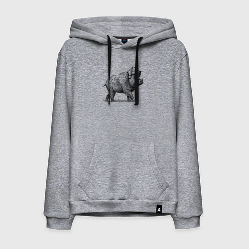 Мужская толстовка-худи Новогодний кабан / Меланж – фото 1