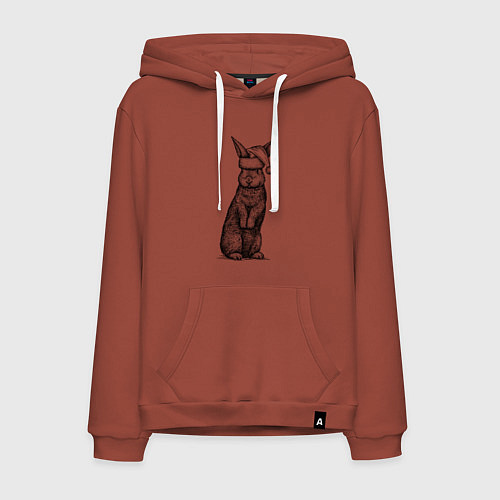 Мужская толстовка-худи Кролик новогодний / Кирпичный – фото 1