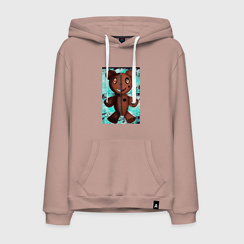 Мужская толстовка-худи Криповый медведь / Пыльно-розовый – фото 1