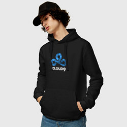 Толстовка-худи хлопковая мужская Cloud9 - blue cloud logo, цвет: черный — фото 2