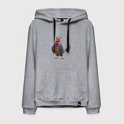 Толстовка-худи хлопковая мужская Удивленный сизый голубь, цвет: меланж