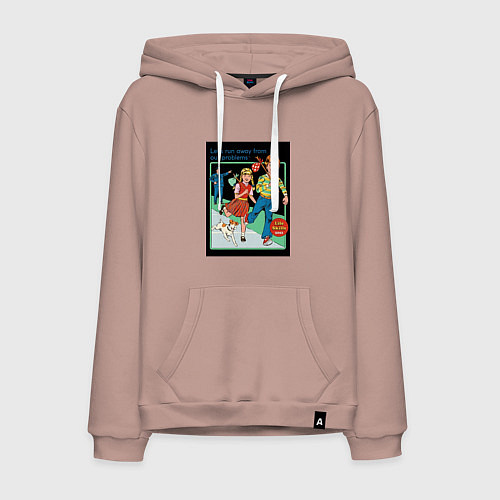 Мужская толстовка-худи Убегайте от любых проблем мем / Пыльно-розовый – фото 1