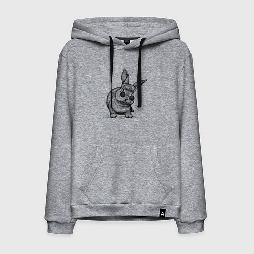 Мужская толстовка-худи Зайчик в шапке и очках / Меланж – фото 1