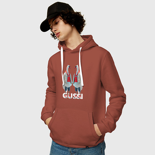 Мужская толстовка-худи Гусинная мода / Кирпичный – фото 3