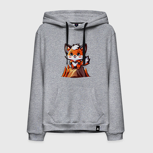 Мужская толстовка-худи Лисёнок-альпинист / Меланж – фото 1