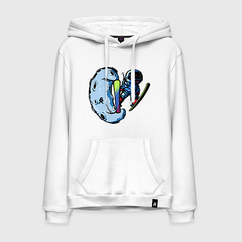 Мужская толстовка-худи Прыжок космонавта на лыжах с Месяца / Белый – фото 1