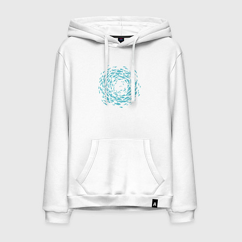 Мужская толстовка-худи Рыбный круговорот / Белый – фото 1