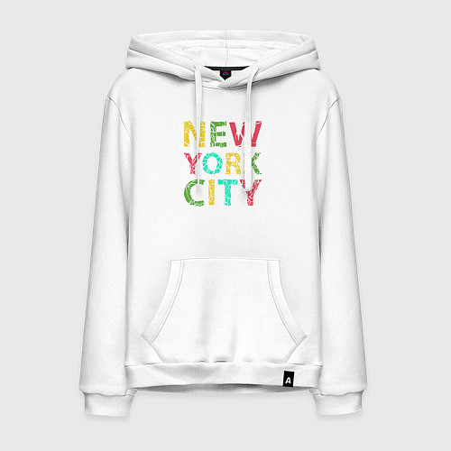 Мужская толстовка-худи New York city colors / Белый – фото 1