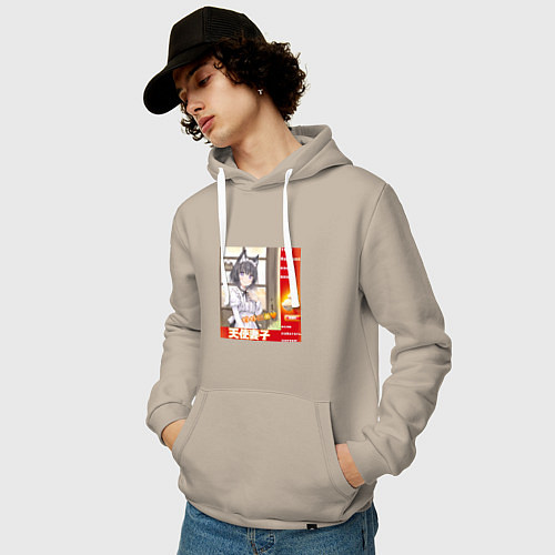 Мужская толстовка-худи Кошка жена аниме мем / Миндальный – фото 3
