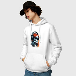 Толстовка-худи хлопковая мужская Grunge redhead girl skull, цвет: белый — фото 2