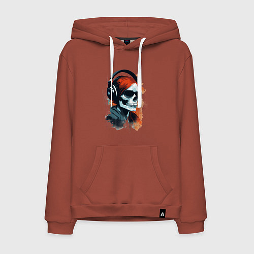 Мужская толстовка-худи Grunge redhead girl skull / Кирпичный – фото 1