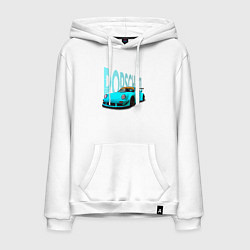 Толстовка-худи хлопковая мужская Винтажный немецкий автомобиль Порше 911, цвет: белый