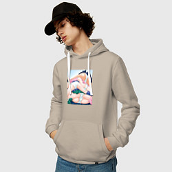 Толстовка-худи хлопковая мужская Senpai секси, цвет: миндальный — фото 2