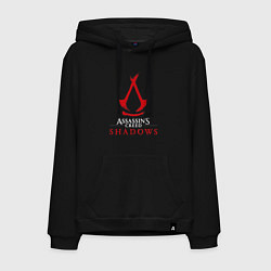 Толстовка-худи хлопковая мужская Assassins creed shadows logo, цвет: черный