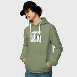 Толстовка-худи хлопковая мужская Маленький мамин помощник, цвет: авокадо — фото 2