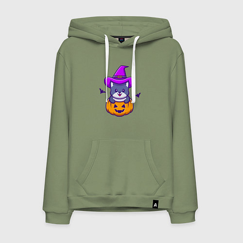 Мужская толстовка-худи Kitty halloween / Авокадо – фото 1