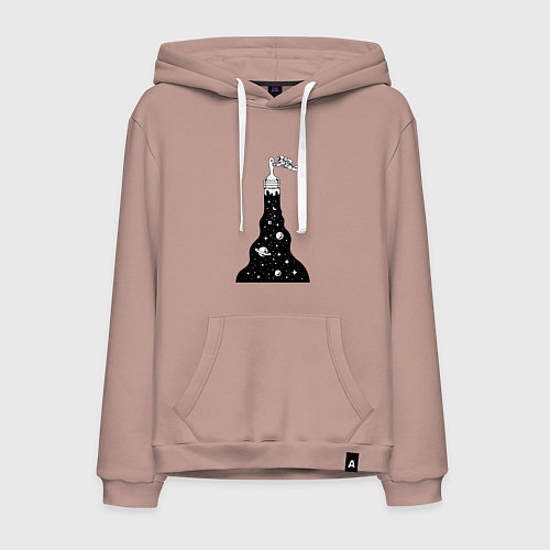 Мужская толстовка-худи Художник космонавт / Пыльно-розовый – фото 1