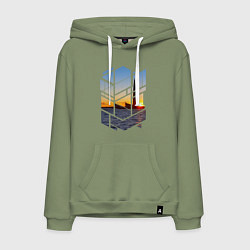 Толстовка-худи хлопковая мужская Лахта центр в Санкт-Петербурге, цвет: авокадо