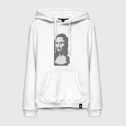 Толстовка-худи хлопковая мужская Mona Lisa text, цвет: белый