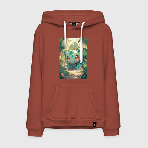 Мужская толстовка-худи Покемон Бульбазавр / Кирпичный – фото 1