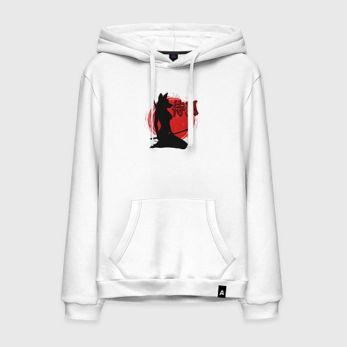 Мужская толстовка-худи Самурайская лиса / Белый – фото 1
