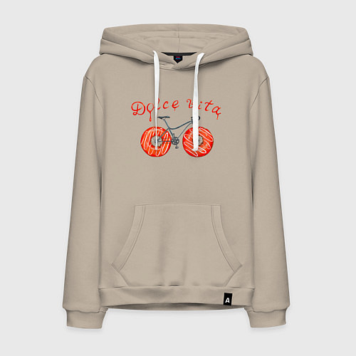 Мужская толстовка-худи Велосипед с пончиками - dolce vita / Миндальный – фото 1