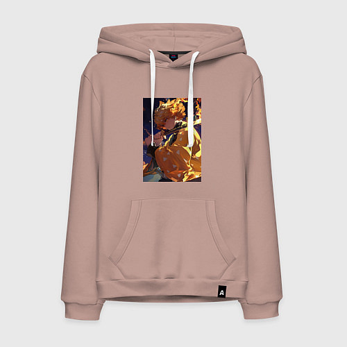 Мужская толстовка-худи Клинок, рассекающий демонов Дзэнъицу Агацума охотн / Пыльно-розовый – фото 1