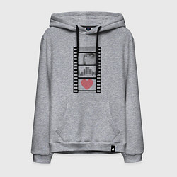Толстовка-худи хлопковая мужская Пиксели кинопленка город, цвет: меланж