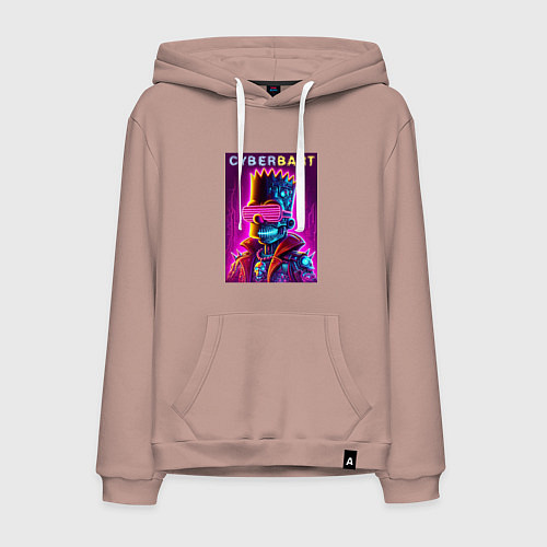 Мужская толстовка-худи Cyber Bart - neon glow ai art fantasy / Пыльно-розовый – фото 1