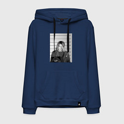 Толстовка-худи хлопковая мужская Курт Кобейн арестован, цвет: тёмно-синий