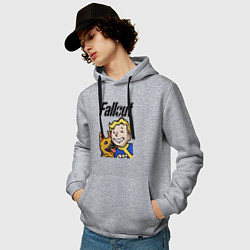 Толстовка-худи хлопковая мужская Vault boy and shepherd, цвет: меланж — фото 2