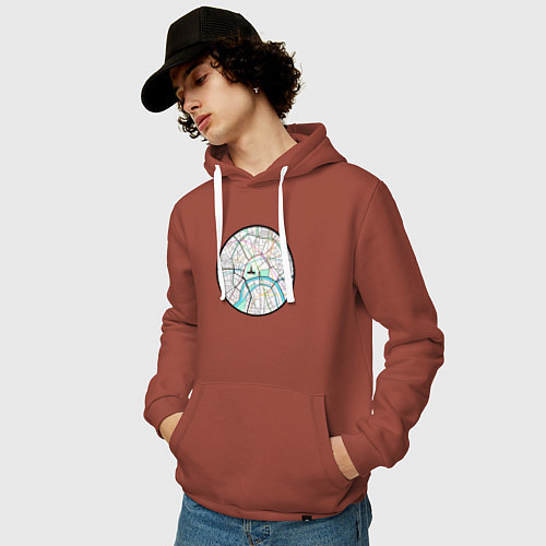 Мужская толстовка-худи Карта центра Москвы / Кирпичный – фото 3