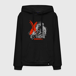 Толстовка-худи хлопковая мужская Велоспорт экстрим, цвет: черный