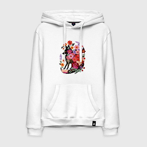 Мужская толстовка-худи Лиса цветочный силуэт / Белый – фото 1