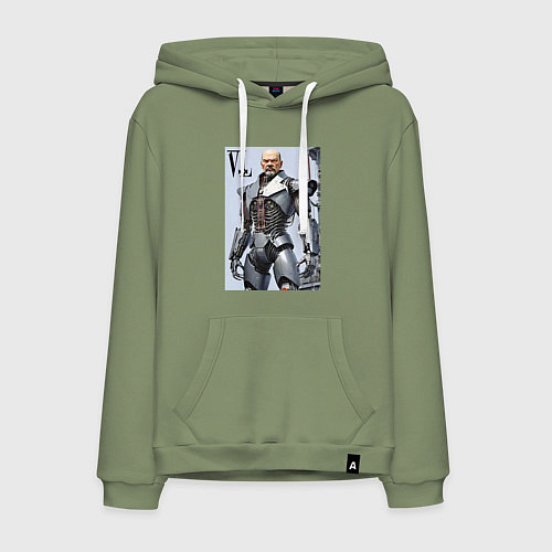 Мужская толстовка-худи Vladimir Lenin - cyberpunk fantasy / Авокадо – фото 1