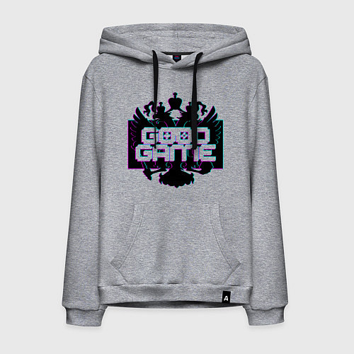 Мужская толстовка-худи Надпись на фоне герба Российской Федерации - good / Меланж – фото 1