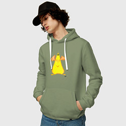 Толстовка-худи хлопковая мужская Что-то с крылышками, цвет: авокадо — фото 2