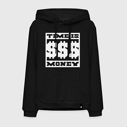 Толстовка-худи хлопковая мужская Надпись time is money, цвет: черный