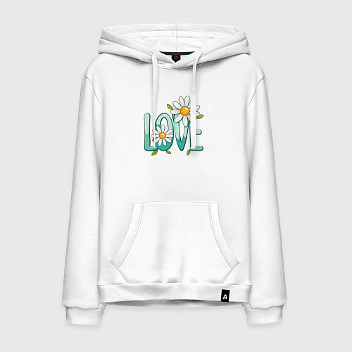 Мужская толстовка-худи Любовь и ромашки / Белый – фото 1