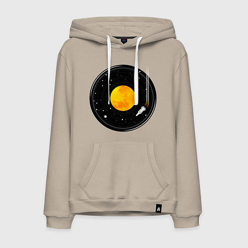 Мужская толстовка-худи Космос в виде виниловой пластинки / Миндальный – фото 1