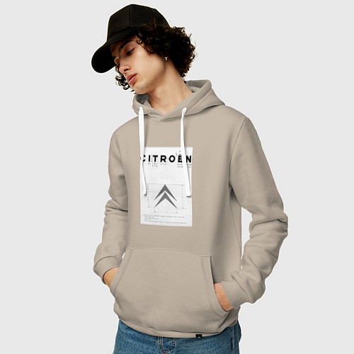 Мужская толстовка-худи Citroen логотип / Миндальный – фото 3